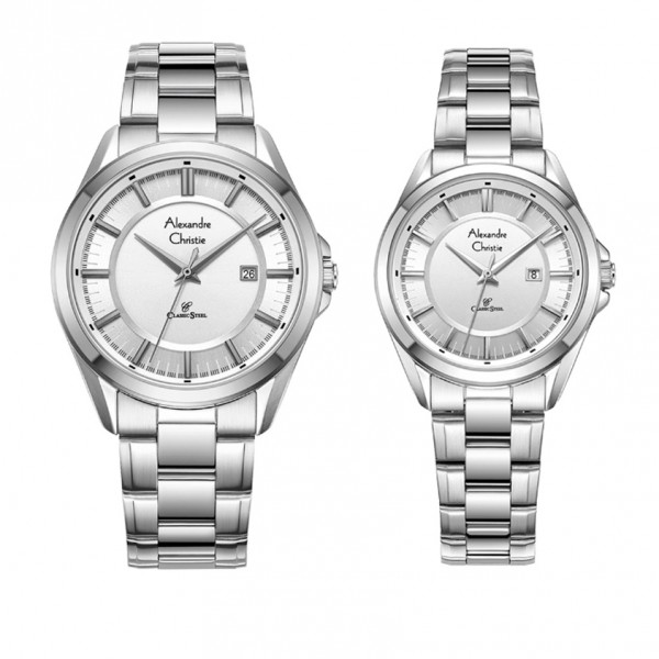 Alexandre Christie AC 8675 Silver White Couple